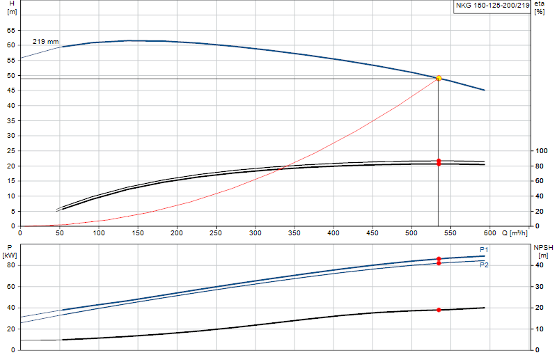 Curva di prestazione NKG 150-125-200/219
