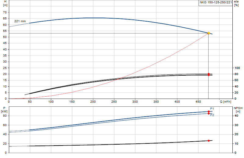 Performance curve NKG 150-125-250/221
