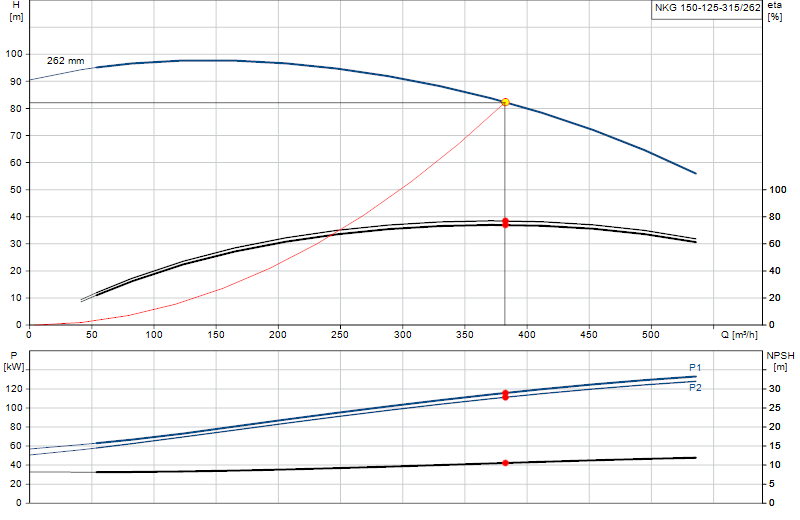 Curva di prestazione NKG 150-125-315/262