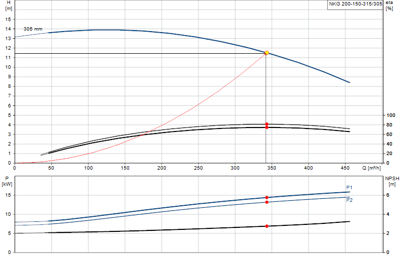 Curva di prestazione NKG 200-150-315/305