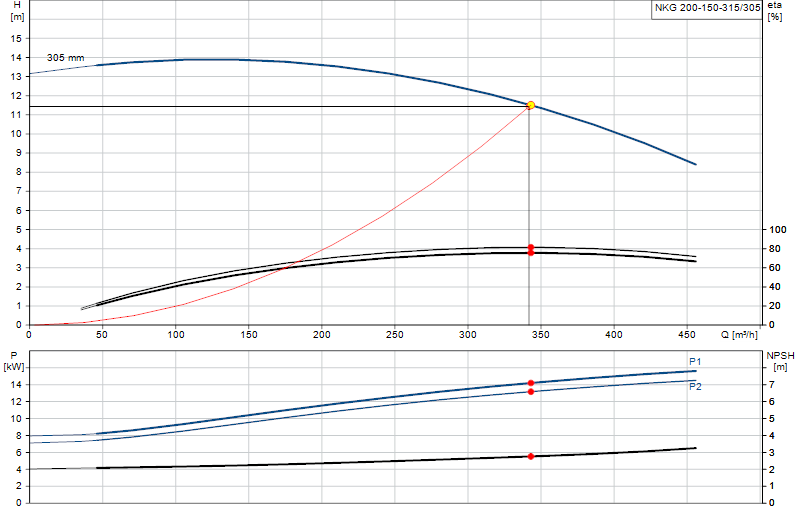 Curva di prestazione NKG 200-150-315/305