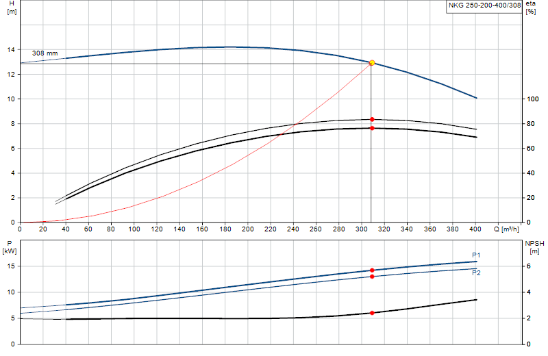 Curva di prestazione NKG 250-200-400/308