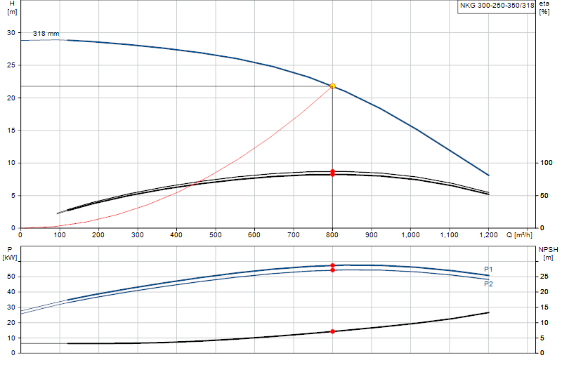 Curva di prestazione NKG 300-250-350/318