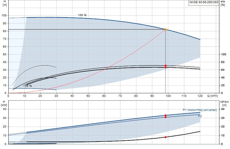 Curva de rendimiento NKGE 80-50-250/263