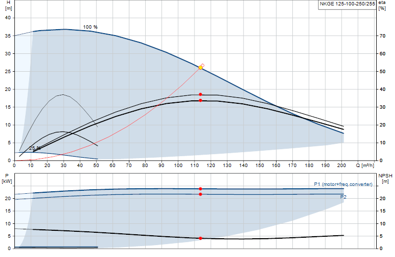 Curva di prestazione NKGE 125-100-250/255