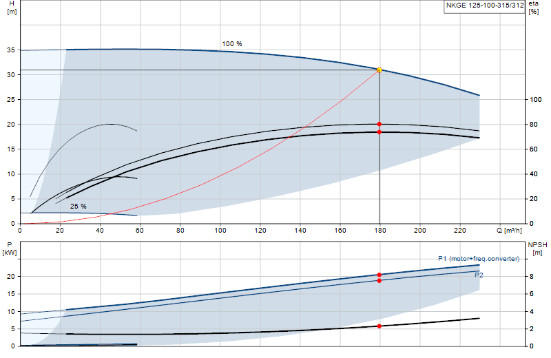 Curva di prestazione NKGE 125-100-315/312